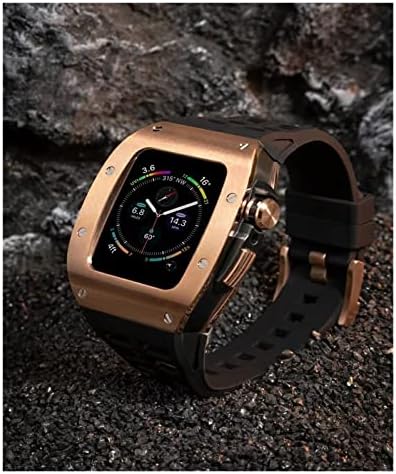 DYIZU Lüks Metal Kasa Kayışı Apple Watch için 7 44mm 45mm Silikon Bant Seti iWatch Serisi 6 5 4 44 45 Erkekler DIY