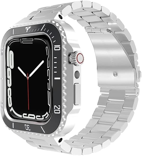 HOUCY 44mm Lüks mod seti için apple saat bandı 8 7 45mm Metal Çerçeve Kapak için iwatch serisi 6 SE 5 4 Silikon Kayış