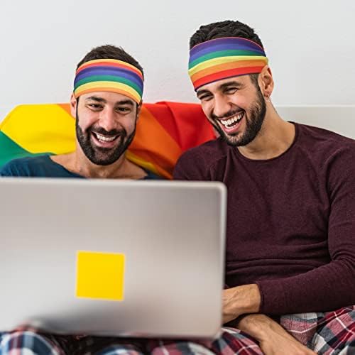 24 Adet Gökkuşağı Kafa Bandı Toplu Gurur Bantlar Eşcinsel Gurur Bantlar Renkli Çizgili Nem Esneklik Bükülmüş Ter