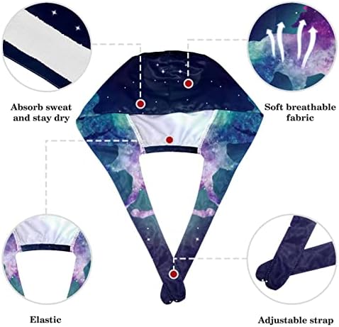 yoyoAmoy Ayarlanabilir Çalışma Kap Düğmeleri ile Unicorn Glitter Galaxy Kabarık Şapka Elastik Bandaj Kravat Geri