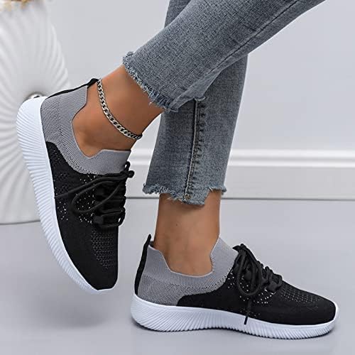 Bayanlar Moda Örgü Nefes Ayakkabı Hafif Colorblock Leopar Baskı Platformu Sneaker Kadın Ayakkabı Boyutu 13