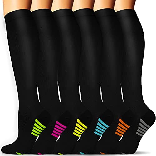 Kadınlar ve Erkekler için 6 Çift varis çorabı Sirkülasyon 20-30mmHg Koşu,Hemşirelik,Atletik Sporlar için en iyi Destektir