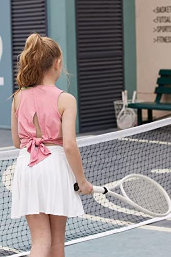 Zaclotre Çocuk Kız Atletik Tankı Üstleri Açık Kravat Geri Kolsuz Egzersiz Koşu Tenis Spor Gömlek 5-14Years