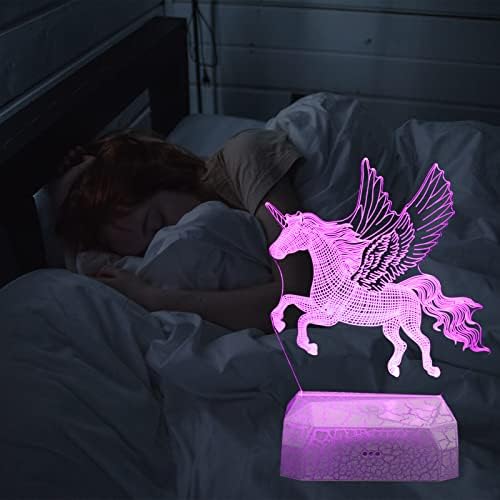 waitfu Unicorn 3D gece Lambası şarj edilebilir uzaktan kumanda ile 16 Renk Değiştirme başucu lambası Doğum Günü Hediyeleri