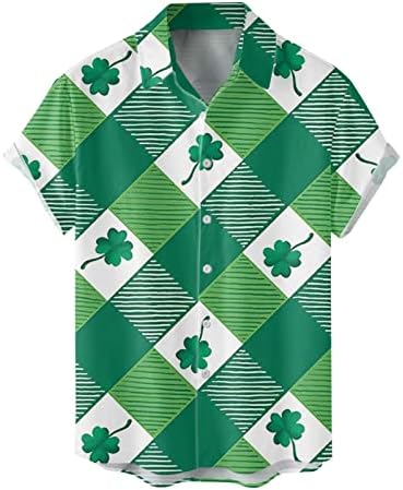 Aziz Patrick Günü Erkek Düğme Aşağı Gömlek Kısa Kollu Casual Gömlek Yeşil Komik Grafik Artı Boyutu Bowling Gömlek
