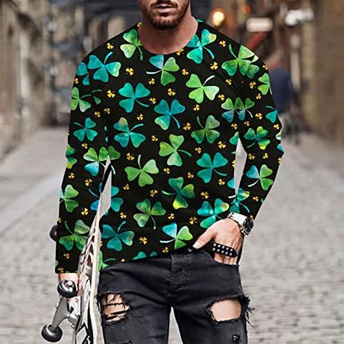 Aziz Patrick erkek Tee İrlandalı Giyim Shamrock Yonca uzun Kollu tişört Sevimli Grafik Baskı Yuvarlak Boyun Bluz