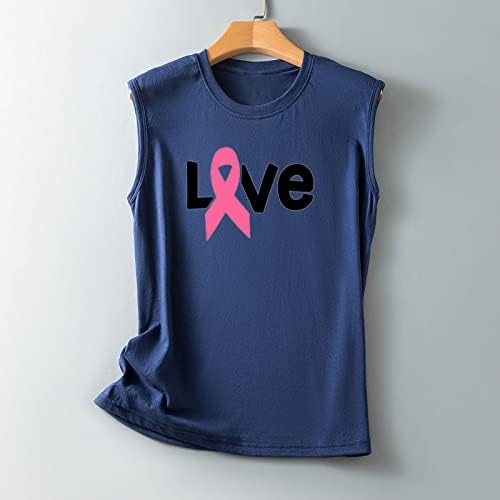 Meme Kanseri Bilinçlendirme Bluz T Shirt Bayan Yaz Sonbahar Kolsuz %2023 Pamuk Ekip Boyun Grafik Salonu T Shirt 42
