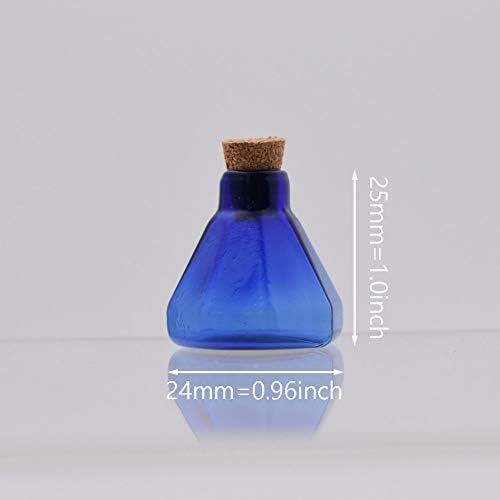 10 adet 25x24mm mantar cam şişe, mantarlı cam şişe dilek şişesi sekizgen şekli (Mavi)