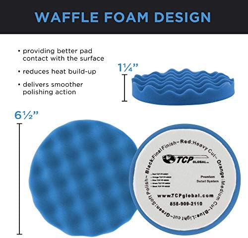 TCP Küresel 6.5 mavi Waffle ışık kesim kavrama köpük Lehçe Buff Pad - DA kanca & döngü