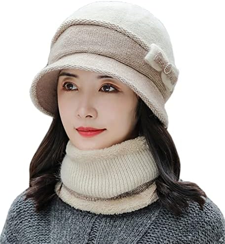 Kadınlar için şapka ve Eşarp, kadın Şapka Eşarp Seti Sıcak Bere Örme Yün Şapka Açık Soğuk Geçirmez Eşarp Şapka Kış