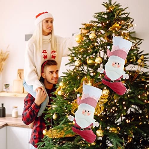 Şömine Çelenk 5 21 İnç Noel Çorap Pembe Noel Çorap Şömine Asılı Şeker Hediye Çorap Ev Tatil Noel Süslemeleri Noel