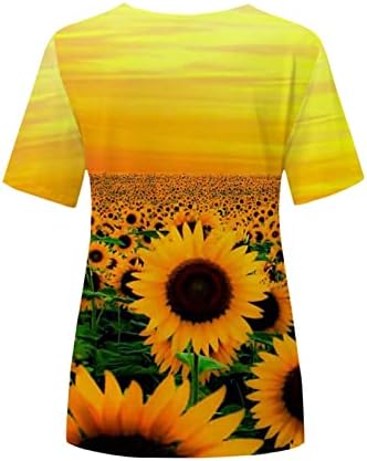 Gömlek Kadınlar için Bayan Casual Yaz Üstleri Çiçek Kısa Kollu Yuvarlak Boyun Tee T Shirt Baskılı Gevşek Yan Bölünmüş