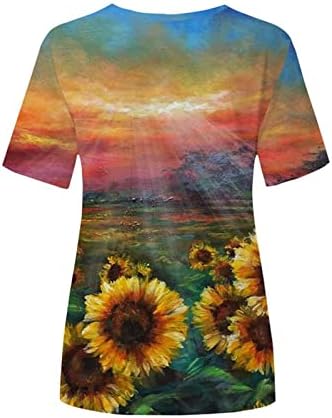 Gömlek Kadınlar için Bayan Casual Yaz Üstleri Çiçek Kısa Kollu Yuvarlak Boyun Tee T Shirt Baskılı Gevşek Yan Bölünmüş