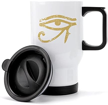 Mısır Göz Horus Paslanmaz Çelik Kahve kapaklı kupa Ve Kolu Yalıtımlı seyahat bardağı Bardak Ofis Ev Araba İçin