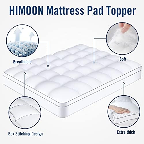 HIMOON kral yatak Pedi Topper - Ekstra Kalın Yatak Koruyucu Yastık Üst ile 21 Derin Cep için 8-24 inç Yatak, kar