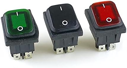 TPUOTI KCD4 siyah kırmızı yeşil Rocker su geçirmez anahtarı güç anahtarı 2 pozisyon ON-of 4 Pins ile ışık 16A 250VAC