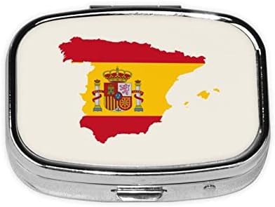 İspanya Bayrağı Harita Kare Mini Hap Kutusu Seyahat Tıp Bölmeleri Organizatör Taşınabilir Metal Hap Durumda