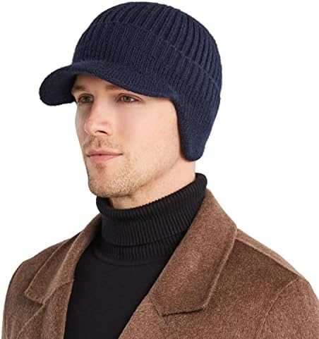 OCTEEN Kış Visor Erkekler İçin Sıcak Earflaps Bere Şapka Örme Polar beyzbol şapkası