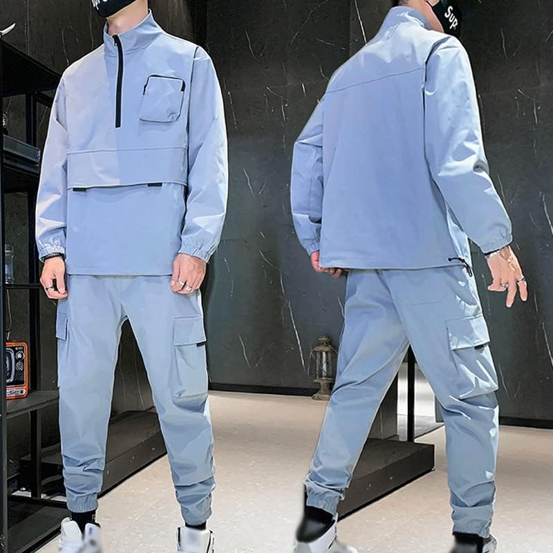 SCDZS Erkekler Düz Renk Erkek Ceket ve Pantolon Eşofman Giyim Seti (Renk: A, Boyut: XXXcode)