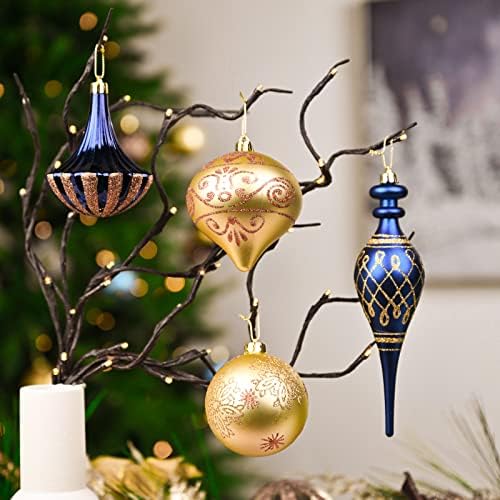 Valery Madelyn Noel Top Süsler Dekor, 60ct Trendy Mavi Altın Kırılmaz Noel Ağacı Süsler noel dekorasyonları için