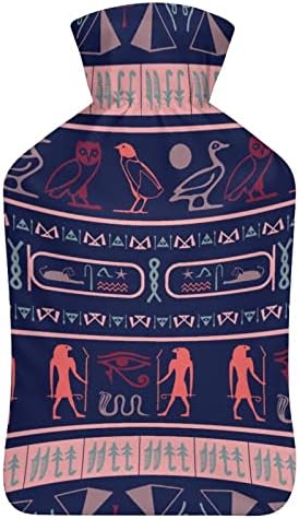 Mısır Etnik Hiyeroglif Sembolleri Sıcak Su Şişesi Yumuşak Kapaklı 1L Büyük Klasik İsıtıcı Çanta Boyun Omuz El Ayak