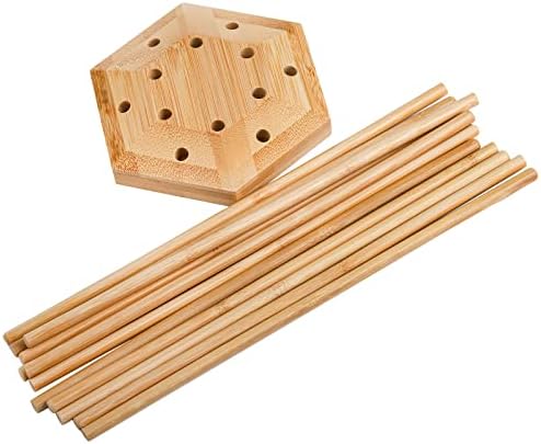 Elsjoy 2 Set plastik torba ve Şişe Kurutma Rafları, Bambu Kurutma raf standı ile 12 Sticks, yeniden kullanılabilir
