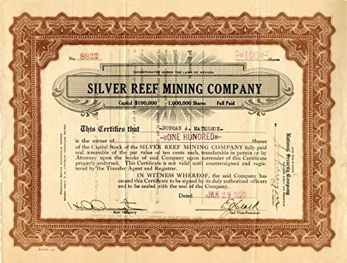 Gümüş Resif Madenciliği A. Ş. - Stok Sertifikası