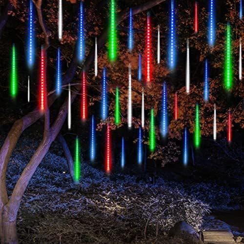 Joıedomı 1 Paket 288 LED Meteor yağmuru yağmur ışıkları 8 tüpler 30cm Çok Renkli Cadılar Bayramı, Noel, Yeni Yıl,
