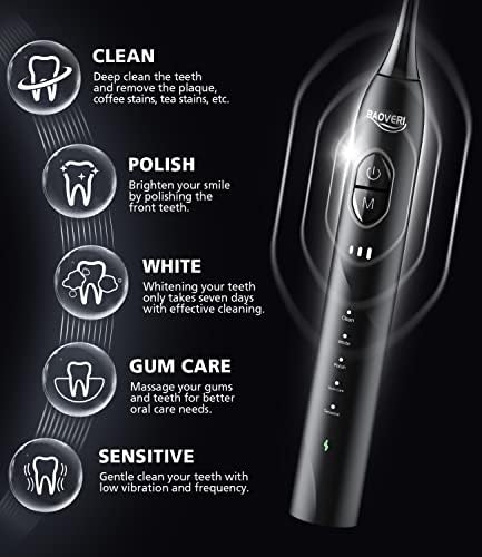 Yetişkinler ve Çocuklar için 8 Fırça Kafalı BAOVERİ Elektrikli Diş Fırçası, Ultrasonik Elektrikli Diş Fırçaları,