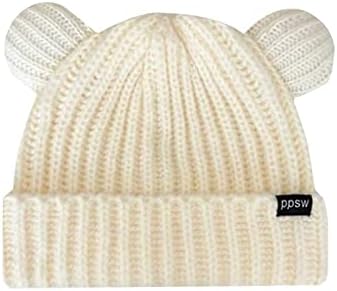 Kış Örgü şapka Kadınlar için Kış Elastik Ayı Kulak Sonbahar Kış Sevimli Tığ Kasketleri Baggy Kaflı Bere Kafatası
