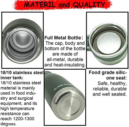 LJNYIE Metal Su Şişeleri Yalıtımlı 22/28/37 oz Paslanmaz Çelik 18/10 Vakum Kullanımlık Sadece Modern Cep Şişesi için