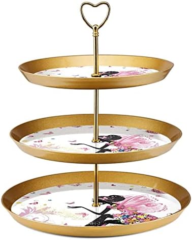 3 Parçalı Kek Standları Seti, Güzellik Kelebek Kız Plastik Kek Tutucu Şeker Meyve Tatlı Ekran Standı Düğün Doğum