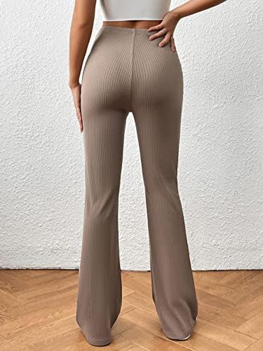 SweatyRocks kadın Elastik Yüksek Belli Çan Alt Flare Pantolon Palazzo Yoga Pantolon