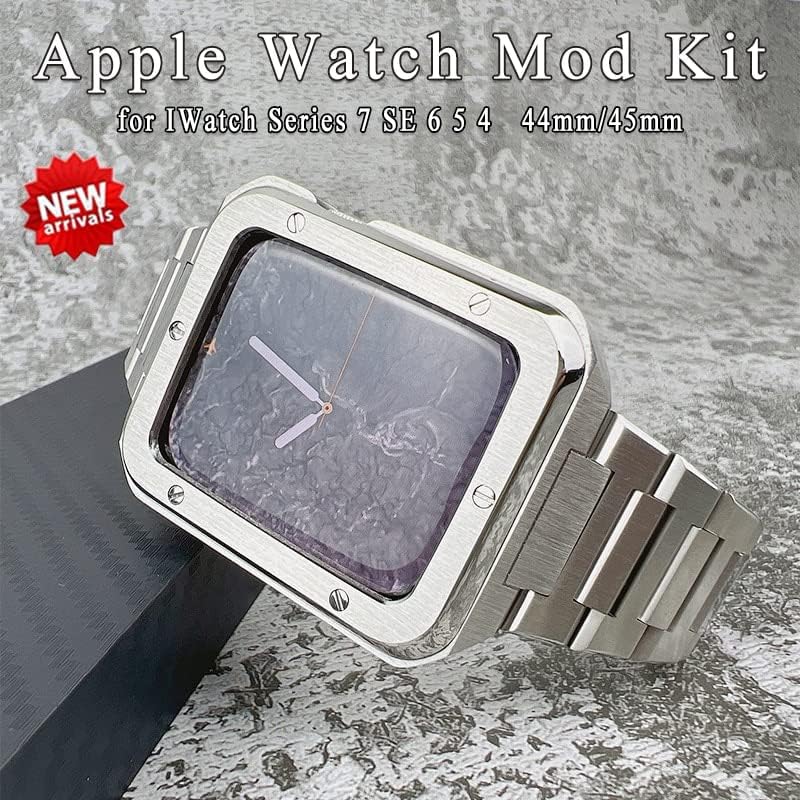 ZEDEVB 44mm Paslanmaz Çelik Modifikasyon Kiti için apple saat bandı 45mm mod seti Metal Kasa Kayışı iWatch Serisi