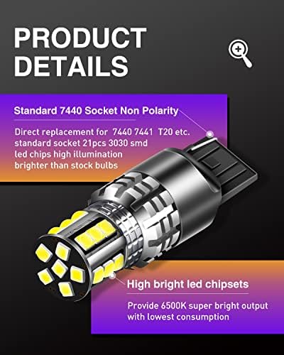 LUYED 7440 LED Ampuller Xenon beyaz ters ışıklar için Dahili Yük Direnci CANBUS Hata Ücretsiz T20 7440NA 7441 992