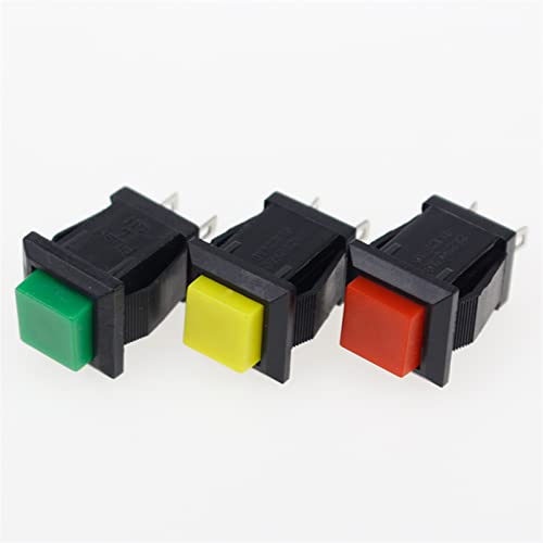 6 ADET ON-Off Anlık / Mandallama Kare basmalı düğme 2A 250V/4A 125V AC Elektrik Anahtarı DS-429 (Renk: Yeşil, Boyut: