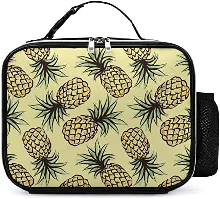 Ananas Tropikal Deri Öğle Tote Çanta Kullanımlık yemek packWith Ofis Piknik Seyahat İçin Tokalı Kolu