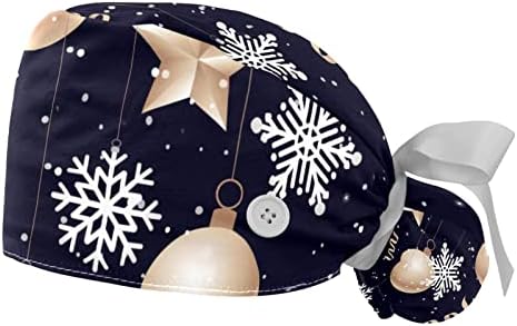 Noel Ağacı çalışma Kapağı Düğme ve Ter Bandı 2 ADET Kullanımlık Cerrahi Cerrahi Şapkalar At Kuyruğu Tutucu, Çok Renkli