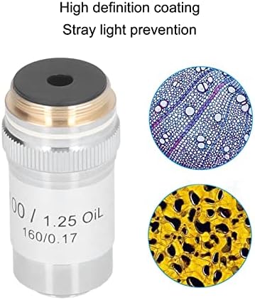 100X Yüksek Güç Renksiz Objektif Mikroskop Lens Pirinç Kaplama Arayüzü 20.2 mm Mikroskop Aksesuarları<br />
