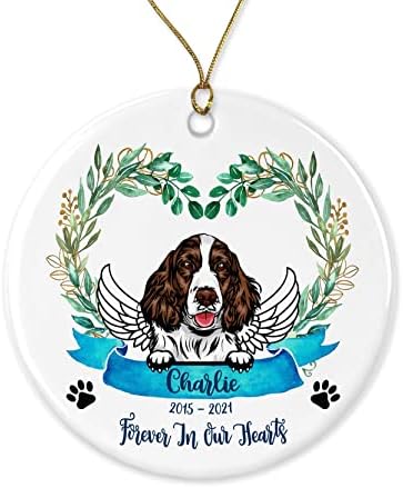 Sonsuza kadar Kalplerimizde Süsleme, ingilizce Springer Spaniel Köpek Anıtı, Kişiselleştirilmiş Köpek Anma Süsü,