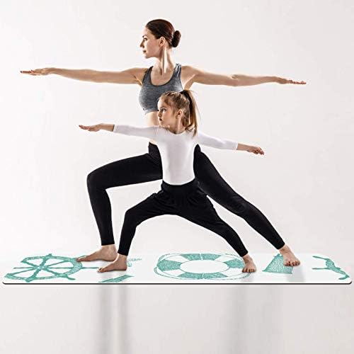 Siebzeh Deniz Mavi Deniz Feneri Çapa Denizyıldızı Desen Premium Kalın Yoga Mat Çevre Dostu Kauçuk Sağlık ve Fitness