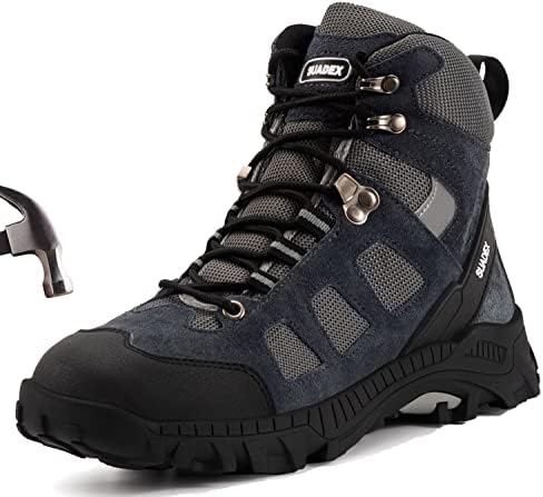 SUADEX Çelik Burunlu Çizmeler Erkekler Kadınlar için Yıkılmaz Çelik Burunlu Ayakkabı Kaymaz Rahat İş Ayakkabısı Erkekler