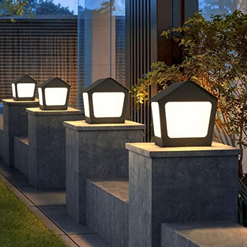 DLSıxYı LED Modern Siyah Sütun Ayağı lambaları Paslanmaz Çelik Su Geçirmez Açık direkli lambalar-Kare Veranda Direği