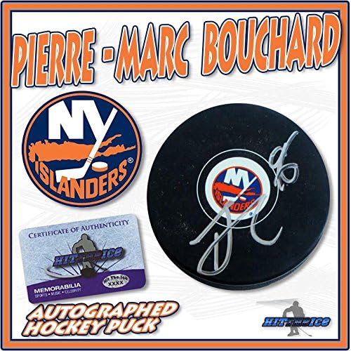 PİERRE-MARC BOUCHARD, NEW YORK ADALILARI Hokey Diskini COA ile İmzaladı * YENİ * - İmzalı NHL Diskleri