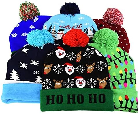 L E D Noel Şapka Sıcak Örme Yün Şapka Noel Aydınlatma Örme Şapka Yetişkin Çocuk Noel Şapka Noel Yeni Yıl Dekorasyon