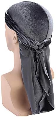 2 adet Kadife Durag Erkekler Kadınlar için Unisex Uzun Kuyruk Durag 360 Dalgalar Headwraps Korsan Kap Bandana Türban
