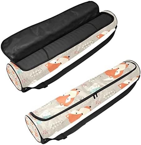 Küçük Tilki Çiçeklerle Çevrili Yoga Mat Çanta Tam Zip Yoga Taşıma Çantası Kadın Erkek, egzersiz yoga matı Taşıyıcı