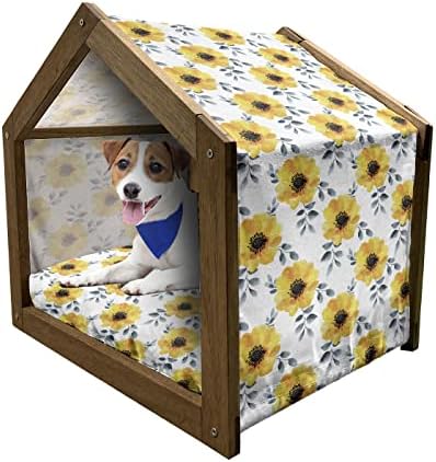 Ambesonne Geometrik Ahşap Köpek Evi, Eşkenar Dörtgen Şeklinde Düzenlenmiş Renkli Kareler Yaratıcı Modern Desen, Yastık