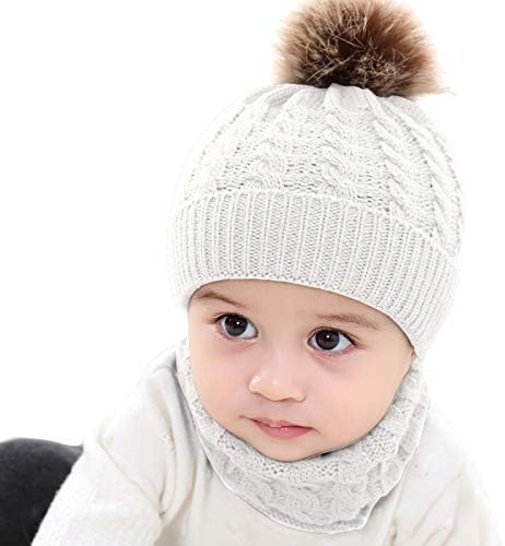 2 Adet Bebek Yürüyor Çocuk Bebek Kış Sıcak Örgü Şapka Bere Kap ve Boyun İsıtıcı Daire Döngü Eşarp Bebek Kız Erkek