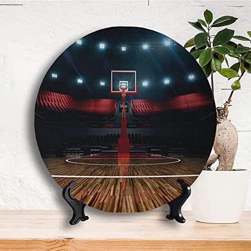 LİGUTARS Seramik Teşhir Tabağı, Genç Odası Seramik Asılı Dekoratif Tabak, Profesyonel Basketbol Arena Stadyumu Spor